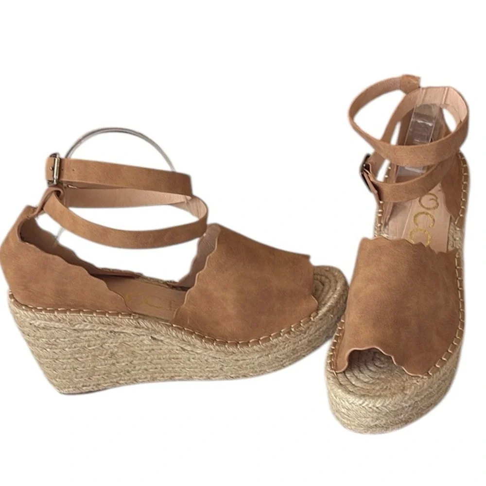CCOCCI Jade Espradille Wedge Sandal, Faux suede, size 10